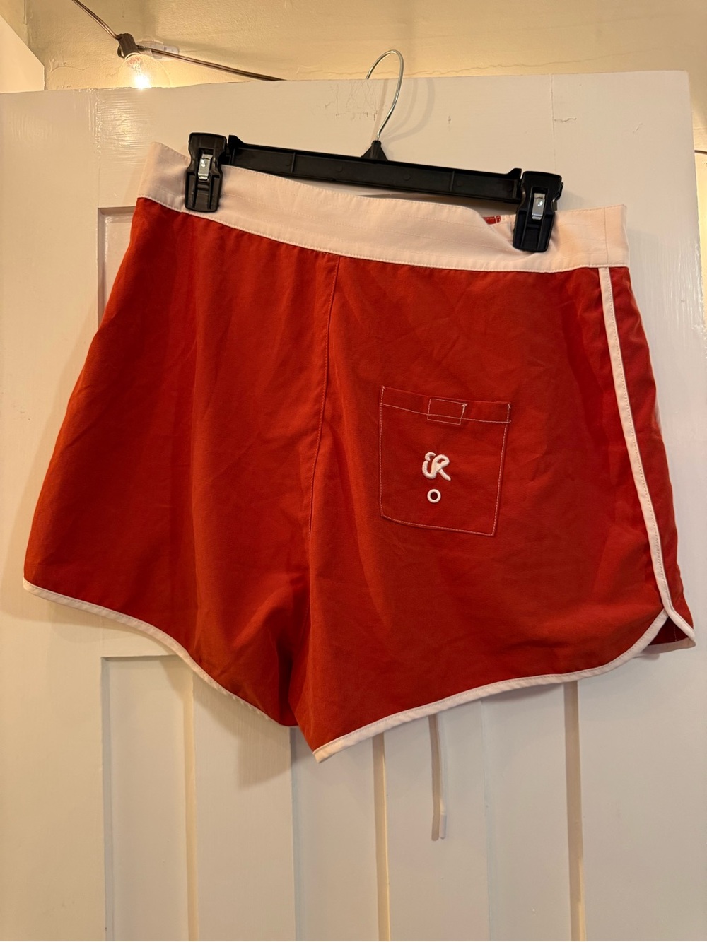 Free People Red Athletic swim Shorts with White Trim brand new